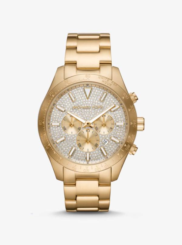 Panske Gold-tone Hodinky Michael Kors Oversized Layton Pavé Zlate - Hodinky Michael Kors Outlet | RYQMX-7120